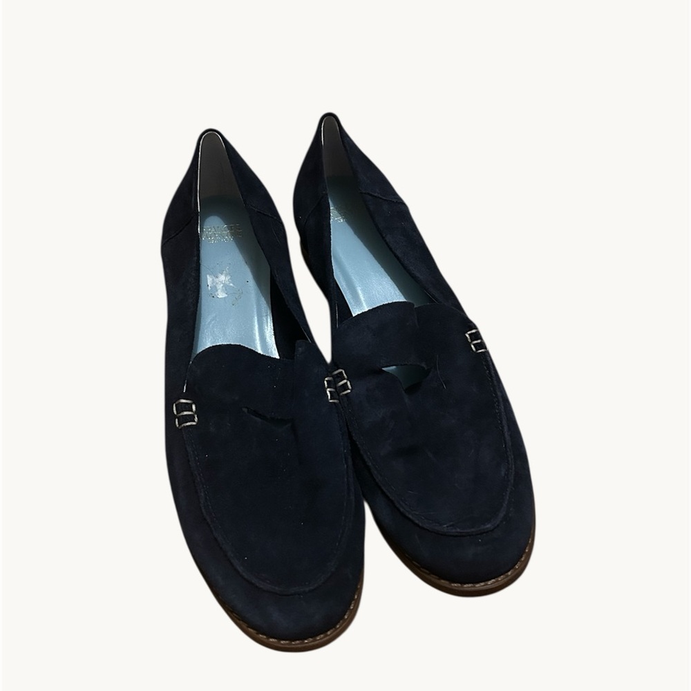 Frances Valentine Navy Suede Penny Loafers